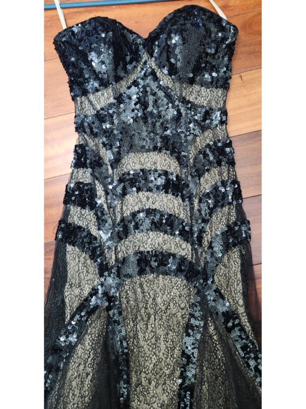 Royal Queen Collection Black Sequin Mermaid Gown Formal Evening Prom Dress Sze 8 - Picture 4 of 16